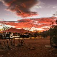 Sunset over our semi-permanent eco-camp on the Larapinta Trail | #cathyfinchphotography