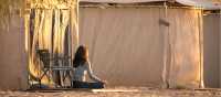 Relaxing in front of our spacious Larapinta In Comfort tents | #cathyfinchphotography