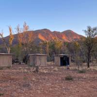 Our Fearless exclusive eco-comfort camp, with Mt Sonder behind | #cathyfinchphotography