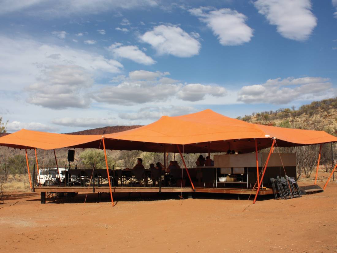 The canopy style communal camp at the Nick Murcutt campsite, Larapinta, northern territory |  <i>Sophie Panton</i>