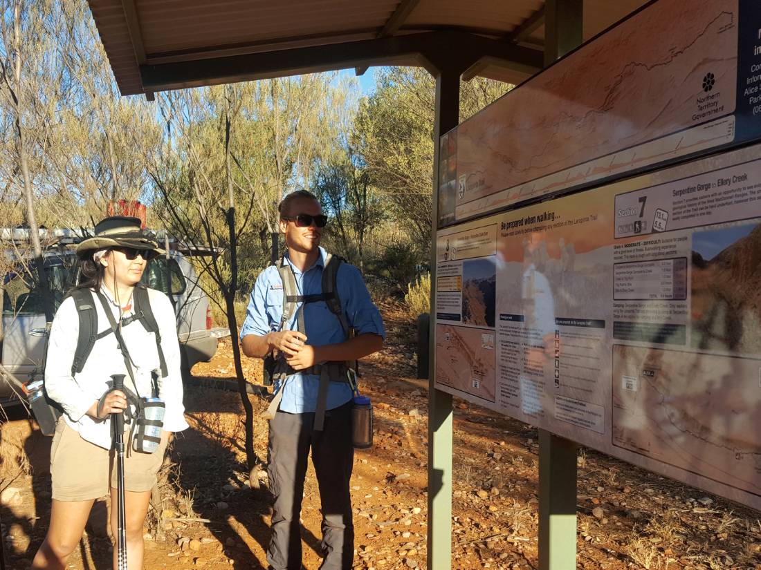 Guide explaining some of the history of the Larapinta Trail |  <i>Linda Murden</i>