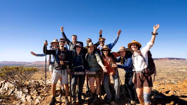 Happy hikers at Euro Ridge on the Larapinta Trail | Shaana McNaught