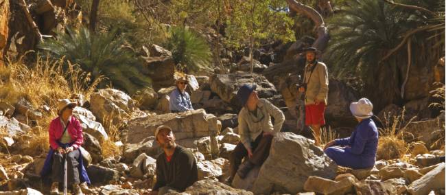 The group stop for a break  on the Larapinta Trail | Peter Walton